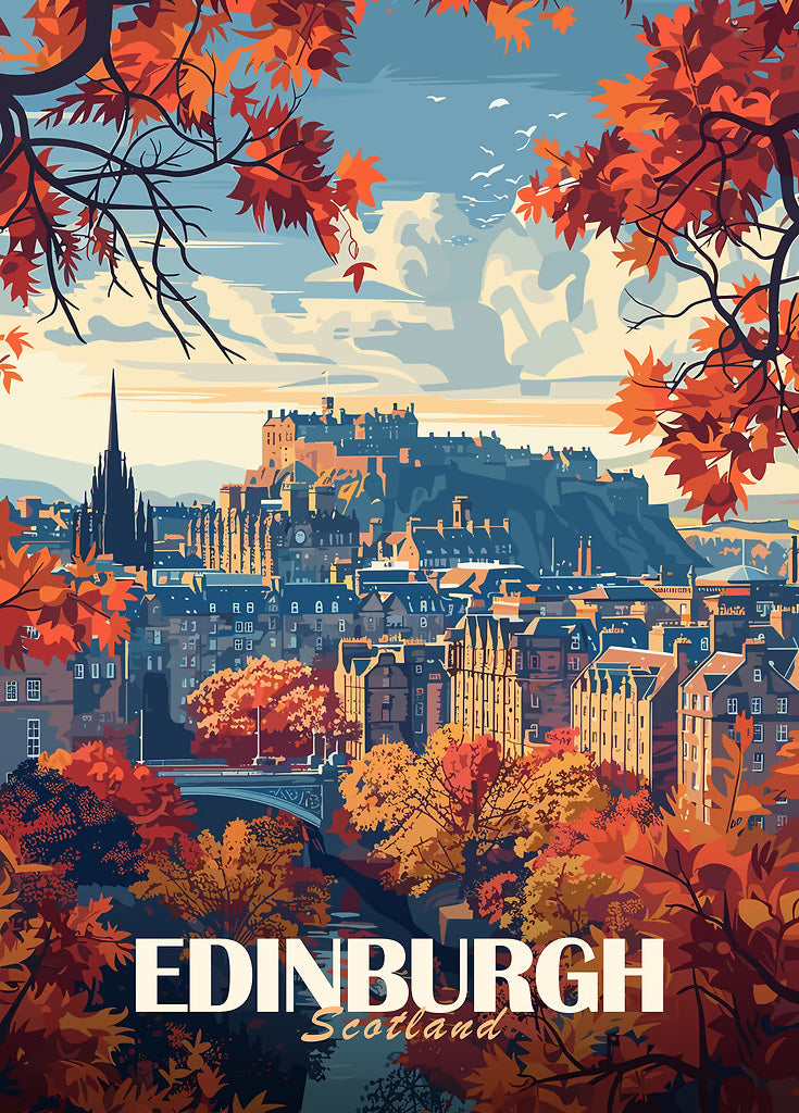 Edinburgh Cityscape metal poster artwork